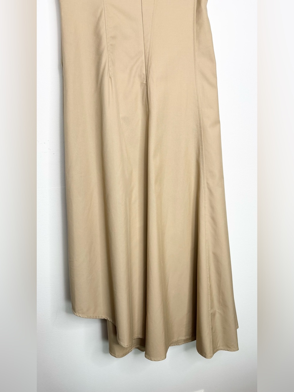 Mango Asymmetrical Flared Dress Ecru Cotton Lyocell Midi Size 4 NWT - Picture 11 of 16